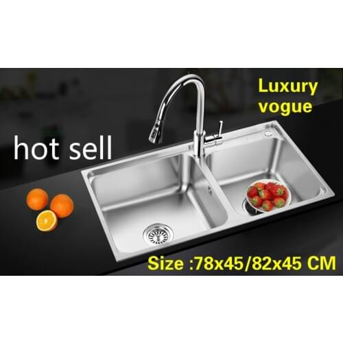 Free shipping Apartment luxury kitchen double groove sink vogue do the dishes 304 stainless steel hot sell 780x450/820x450 MM