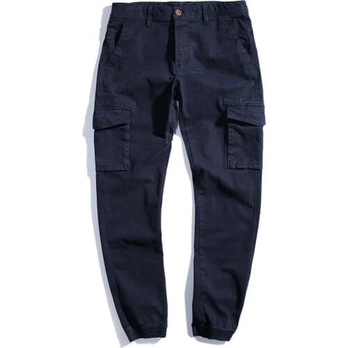 COLDKER Mens Straight Casual Pants Cotton Trousers Cargo Pant With Many Pocket Street Wear Clothing Man