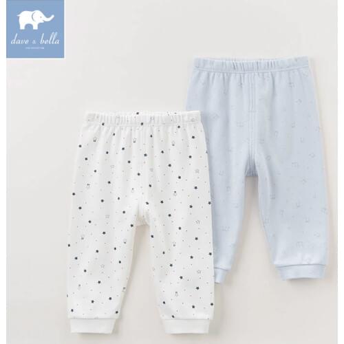 DB6485 dave bella autumn baby girls boys full length pants sets kids sleepwear pants 2 pc one set children 100% cotton trousers