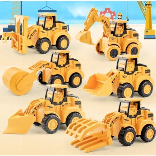Child Engineering Vehicle Push Bulldozer Roller Crane Forklift Inertia Pull Back Simulation Excavator Educational Toys Boy Gift