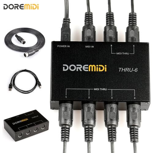DOREMiDi MIDI THRU 6 Thru Box Controller MIDI Cable Male to Male 5 Pin DIN Plug