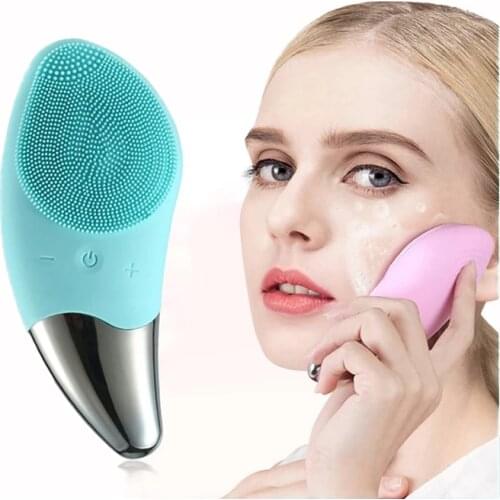 Mini Electric Facial Silicone Cleansing Brush Sonic Face Cleaner Deep Pore Cleaning Skin Massager Face Cleansing Brush Tool