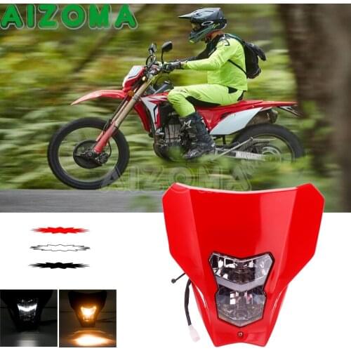 Motorcycle Enduro Dirt Bike Headlight LED Hi/Lo Beam E13 Emark Motocross Headlamp For Honda CRF450L CRF450XR CRF 250 450 R/L/XR
