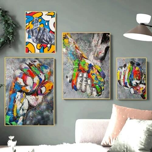 Aesthetics Color Letter Gesture Canvas Painting Posters and Prints Wall Art Pictures for Living Room Wall Decoration Cuadros