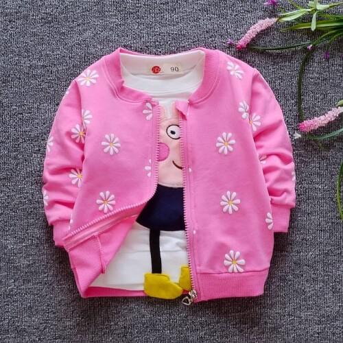 INS hot Girls spring jacket 0-1-2-3 years old childrens clothing baby cotton thin cardigan baby spring autumn coat flower
