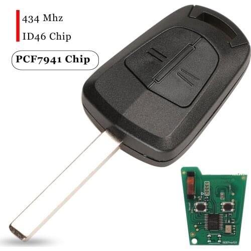 Jingyuqin 10pcs For Opel Vauxhall Corsa D 2007-2012 Astra H 2004-2009 Remote Car Key Fob 434Mhz ID46 PCF7941Chip 2 Buttons
