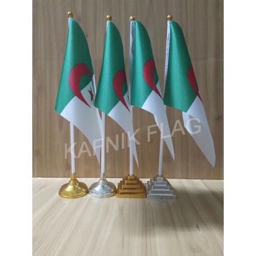KAFNIK,5/10pcs a lot Algeria table desk flag banner 14*21cm flag /Plastic flags or suction cups for your choice free shipping