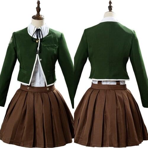 Danganronpa Fujisaki Chihiro Cosplay Costumes Anime Women Girls School Uniform Coat Shirt Dress Outfits Halloween Carnival Suit