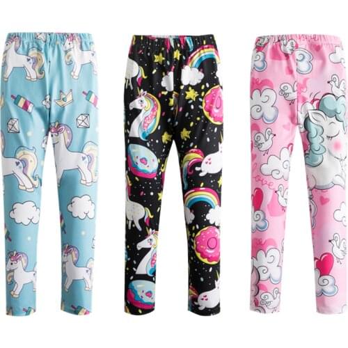 Soft Girls Unicorn Leggings Summer Kids Thin Pants Cartoon Pattern Trousers Skinny Elastic Children Clothes 2 3 6 7 8 9 Years