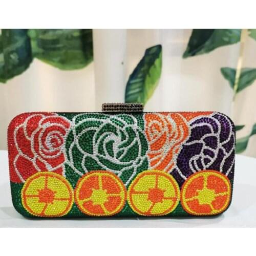 Best DesignGreen/White/Yellow/Orange Multicolored Lady Diamond Purse XIYUAN Fashion Women Crystal Shoulder Purses And Handbags