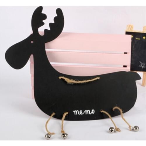 Mini Small Deer Wooden Hanging Chalk Blackboard Wedding Kitchen Restaurant Signs Message Notice DIY Paint Wood Board 32.5*28CM