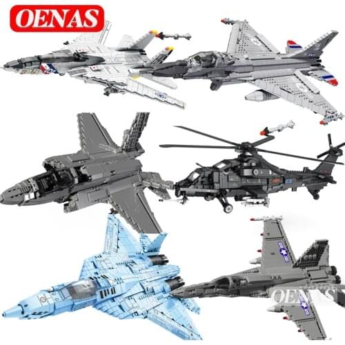MOC Military Building Blocks F22 Raptor F35 MIG29 J20 J15 Fighter Aircraft Airplane Large Model Boys Kids Toys Set Birthday Gift