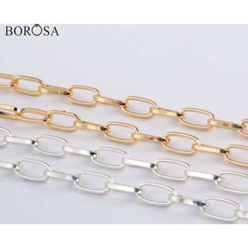 Fashion Gold/Silver Plated Copper Chain for Necklace Women Choker Making Clasp Link Chains Long Chain Necklace Accessories PJ472