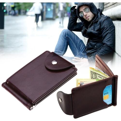Men Wallet Purse Short Design Fashion Buckle PU Leather Durable For Money Card Coin Best Sale-WT