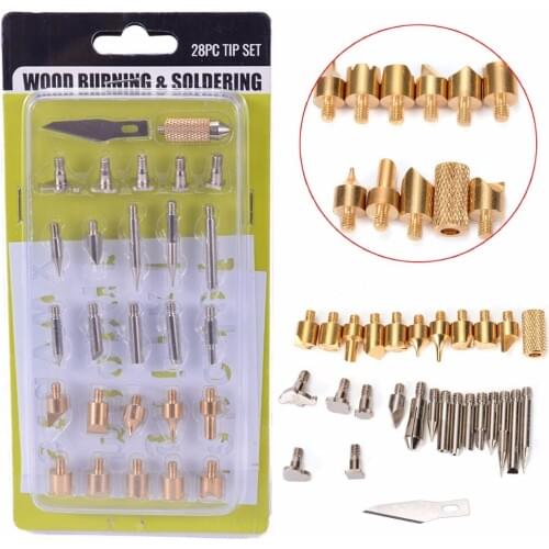 28pcs/set Wood Burning Tips Set Soldering Iron Tool Kit Stencil Set For Carving Burner Hobby Craft