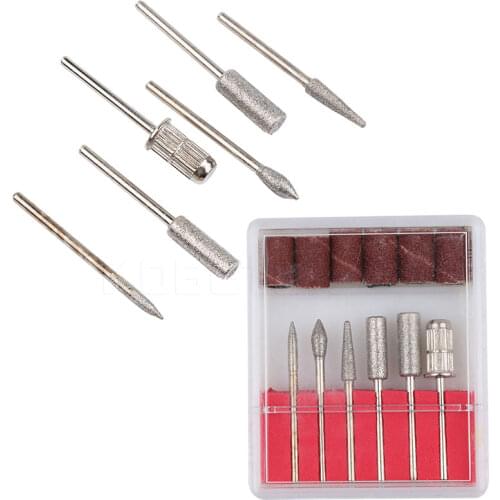 6Pcs Nail Drill Bits Set Sanding Bands File Drill Kit Replacement Heads and Sand Circle for Electric Nail Grinding Machine