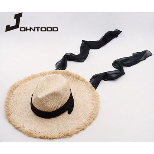 New womens natural wide brim burr raffia straw hat brim womens plain big beach summer sun hat big straw hat turban jazz cap