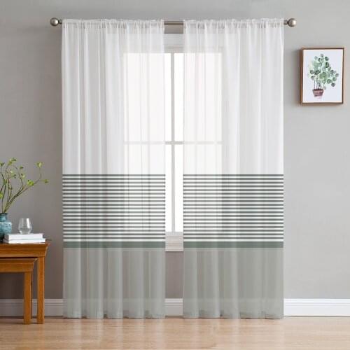 Stripe Sheer Curtains for Living Room Modern Voile Curtain Bedroom Tulle Curtains Window Drapes Decor