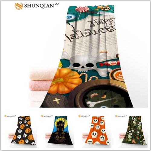 Custom Happy Halloween paint 35x75cm Face Towels Facecloth Microfiber Washcloth Quick drying Sports Towel Drop Shipping