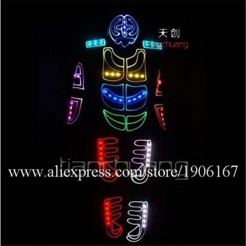 Programmable RGB LED Colorful Light Robot Costumes Suit Party DJ Ballroom Disco Stage Full Color Led Luminous Dance Show Clothes