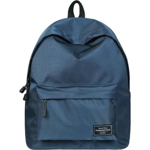 Casual School Backpack Bags Woman Solid Backpack Durable Men Large Capacity Travel Bagpack College Student Bookbags Dark Blue