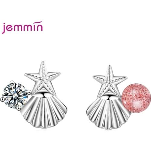 High Quality Real 925 Sterling Silver Starfish Ocean Shell Earrings Stud for Women Fashion Wedding Engagement Jewelry Gift