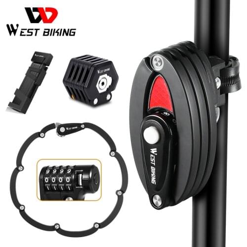 WEST BIKING Foldable Bicycle Lock MTB Road Bike Chain Lock Safety Anti-Theft Cycling Accessories Scooter Electric E-Bike Lock