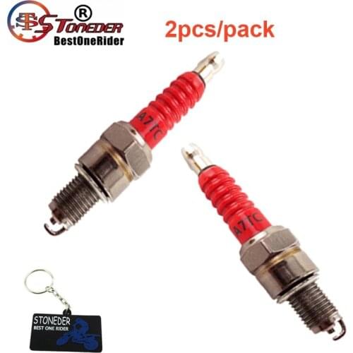 STONEDER 2x A7TC Ignition Spark Plug For 50cc 90cc 110cc 125cc 140cc 150cc 160cc Pit Dirt Bike Go Kart Buggy Motorcycle ATV Quad