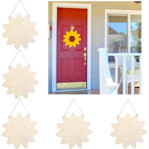 Pack of 5 Unfinished Wooden Chip Slice Pendant Plaques Front Door Background