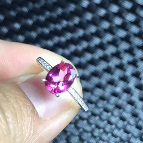 Natural topaz woman rings 925 silver adjustable size Red gems