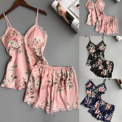 Women Satin Lace Sleepwear Babydoll Lingerie Nightwear Shorts Pjs Pyjamas Set
