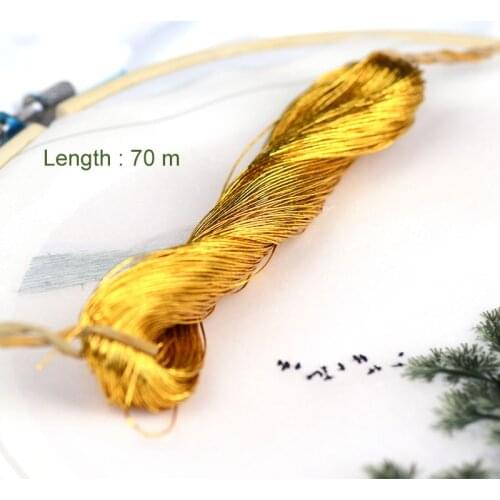 1pcs 70 meters Wire Gold Embroidery Thread Bright Round Silk Handmade DIY Sewing Knitting Embroidery Material