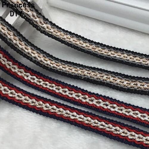 1 Yard Gold Thread Stitched 1.5cm Garment Lace Trim Red Black DIY Bag Quilt Curtains Tablecloth Gift Wrap Decoration Ribbon Trim