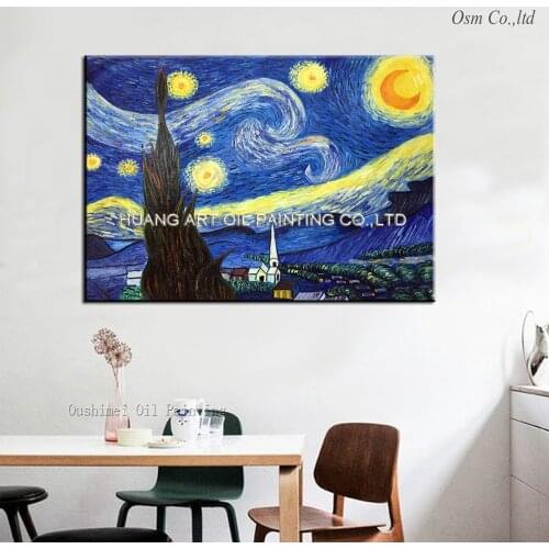 100% Hand painted High Quality Van Gogh Starry Sky Oil Painting Imitation Paintings on Canvas Landscape Reproduction Art