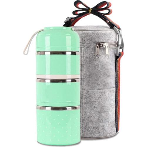 3 Layer Stainless Steel Lunch Box Food Soup Container Lunchbox Cute Kids Bag Portable Outdoor Bento Leak-Proof Kitchen 3 Tier