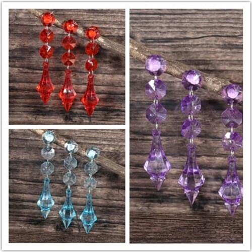 4 Colous 12x Acrylic Crystal Clear Beads Garland Octagonal Beaded Strand Hanging Curtain For Wedding Party Decoration Favor