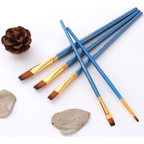5Pcs/Set Watercolor Gouache Acrylic Oil Painting Paint Brushes Nylon Hair Painting Brush Set Art Supplies