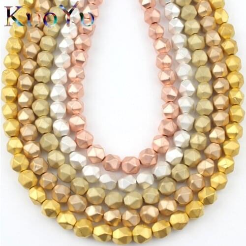Natural Faceted Matte Gold Slivery Plated Hematite Beads Loose Stone Beads For Jewelry Making Diy Fashion Bracelet 4/6/8MM 15"