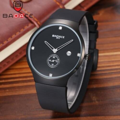 BADACE Mens Watches Quartz Luxury Brand PU Watch Man Sport Business Clock Waterproof Wristwatch Classic Round Hour 5013