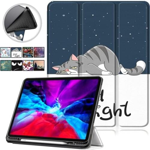 Cute Painted Cover For iPad Pro 12 9 Case 2021 2020 2018 PU Leather Stand Tablet For iPad Pro 12.9 2021 Case with Pencil Holder