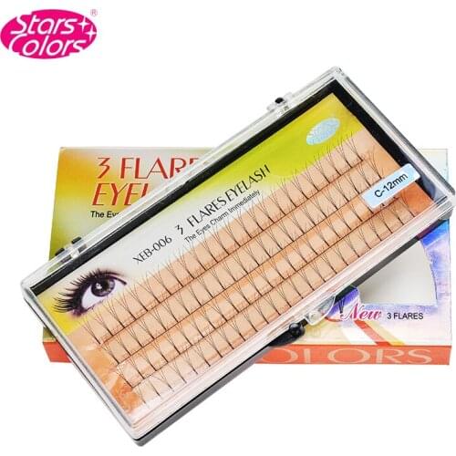 Stars Colors Non-trace fibroin lifelike three root per plant False eyelash natural cluster super soft mink coat Fake Eyelashes