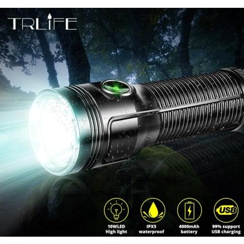 Flashlight 4000mA High-power Glare Mini Torch Lights USB Charging 26650 Outdoor Waterproof Portable Multifunctional Lighting