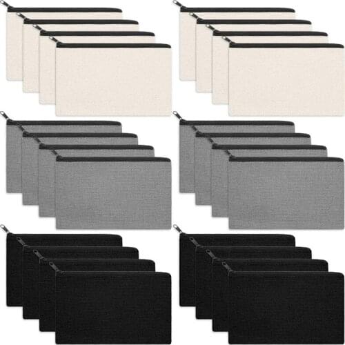 PPYY-Canvas Makeup Bags Canvas Zipper Pouch Bags Pencil Case Blank DIY Craft Bags Cosmetic Pouch for Travel DIY Craft School