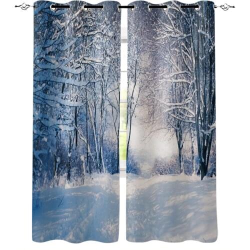 Forest Snow Landscape Beautiful Curtains for Living Room Bedroom Kitchen Window Treatment Curtain Home Decoration
