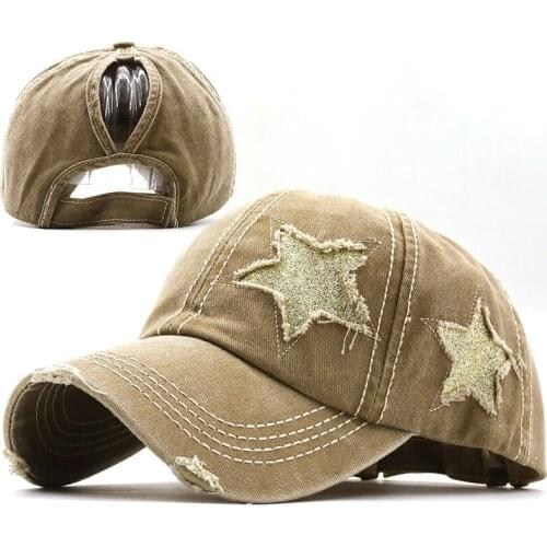 Summer Cotton Wish Women Men Five Pointed Star Sun Baseball Cap Snapback Hat Women Dad Horsetail Cap Men Fishing Golf Hats