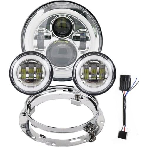 Motorcycle set 7 Inch 40w LED Headlight 2 x 4.5" 30w Fog Light Passing Lamps for Motorcycle Accessories