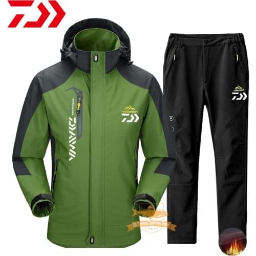 2021 Daiwa Men Fishing Jacket Autumn Winter Waterproof Warm Breathable Hooded Suits Outdoor Travel Sport Hiking Fishing Suits