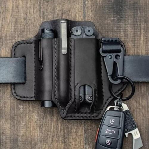 On salling! Men Multitool Sheath EDC Pocket Organizer with Key Holder for Belt and Flashlight Sheath Multitool Pouch for Camping