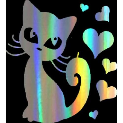 DecalsMe Car Sticker 14.8*16.5CM Funny Cat With Love Animal Decals 3D Stickers on Car Reflective Car Styling