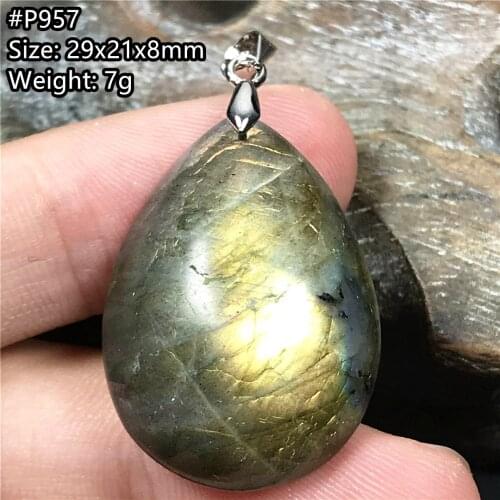 Top Natural Yellow Blue Labradorite Necklace Pendant For Woman Man Lucky Crystal Oval Beads Silver Stone Fashion Jewelry AAAAA